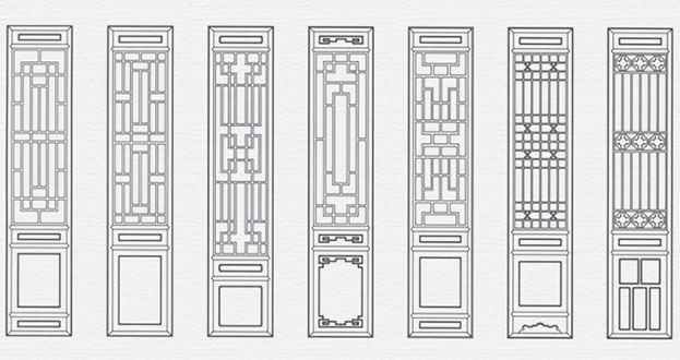 诸城常用中式仿古花窗图案隔断设计图